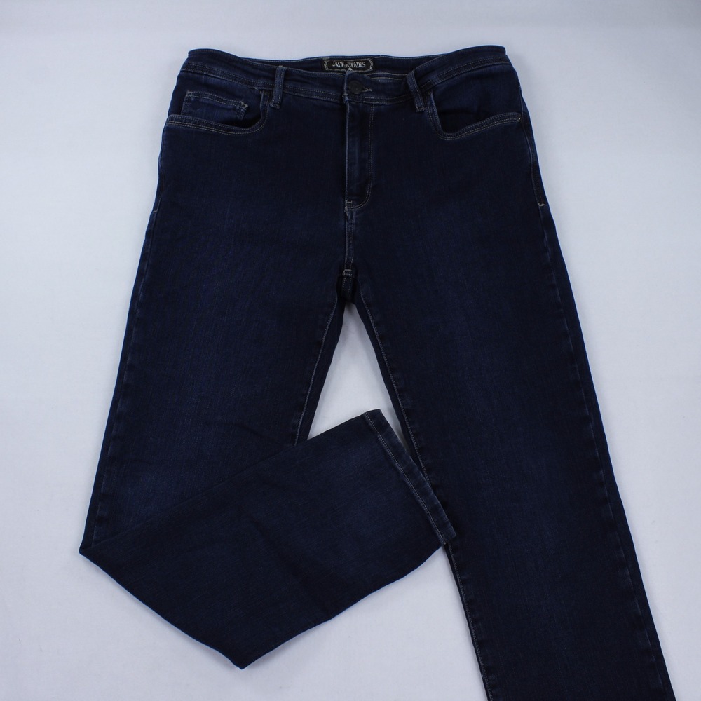 Jack of Spades Men's Jack Straight Leg Jeans Size 35x30 Dark Wash Blue Denim